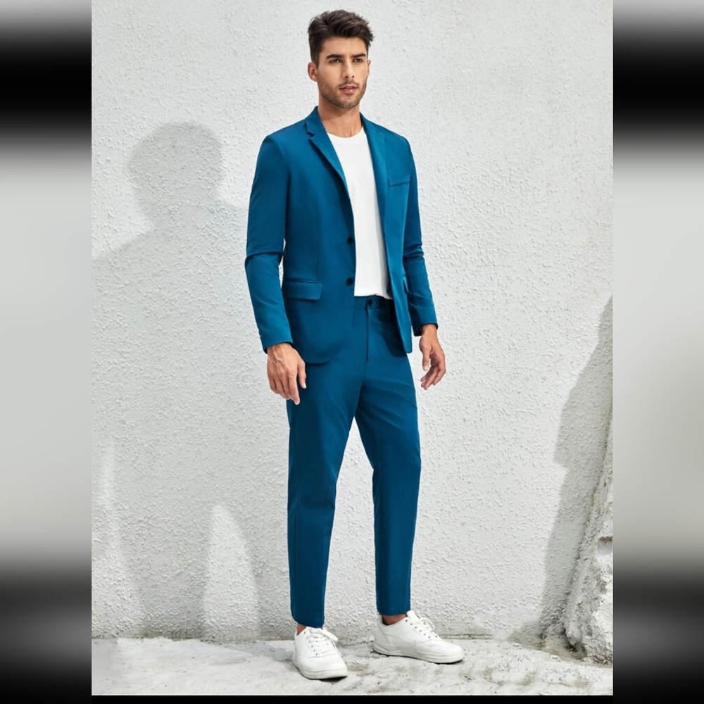 SHEIN Men Single Breasted Blazer & Pants Suit